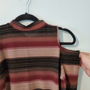 STRIPED Mock Neck Top